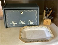 Bread box, knife block & serving platter