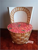 Hand Painted Wooden Strawberry Barrel Chair