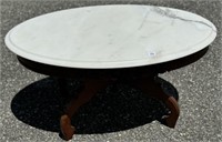 OVAL MARBLE TOP ROSEWOOD COFFEE TABLE