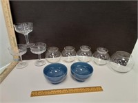 Glass Fish Bowls/Vases 5, Martini Glasses 3, &