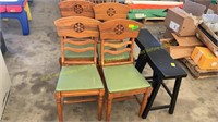 6 wooden kitchen chairs and stools