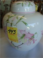 Floral Limoges porcelain lidded ginger jar, 8".