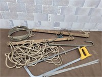 Meat saw, meat hook, dear hanging pulley