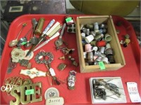 THIMBLES, PINS, BUTTONS, SPOONS, LETTER OPENERS