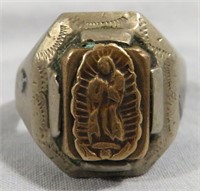 VIRGIN MARY MEXICO SILVER RING