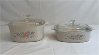 TWO CORNING WARE COVERED BAKEWARE DISHES
