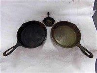 (2) 6½" Cast Iron Skillets - Taiwan & (1) Mini