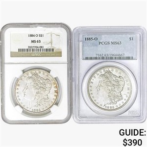 [2] Morgan Silver Dollars NGC/PCGS MS63 [1884-O,