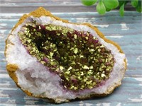 PINK AND GOLD GEODE ROCK STONE LAPIDARY SPECIMEN