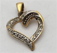 Sterling Silver Gold Tone Heart Pendant