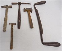 lot of 5 hammers & other