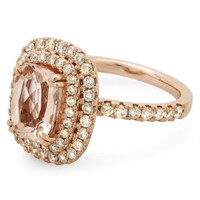 14K Gold Ring: 2.00ct Morganite & 1.00ct Diamonds