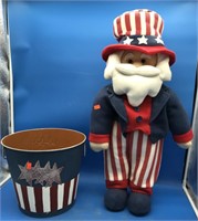 Patriotic Bucket Planter & Uncle Sam Cloth Door