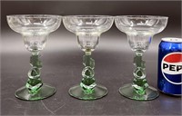 3 Green Margarita Siesta Glasses- D'Arques-Durand