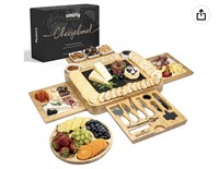 SMIRLY Bamboo Cheese Board and Knife Set