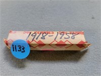 50 Lincoln Wheat penny roll; 1918-1958.  Buyer mus