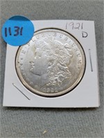 1921d Morgan silver dollar.  Buyer must confirm al