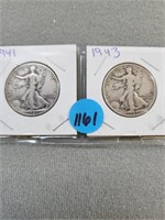 Liberty halves; 1941, 1943. Buyer must confirm all