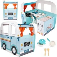 Wooden Play Camper Van Toy  Kitchen  Bed  Ages 3+