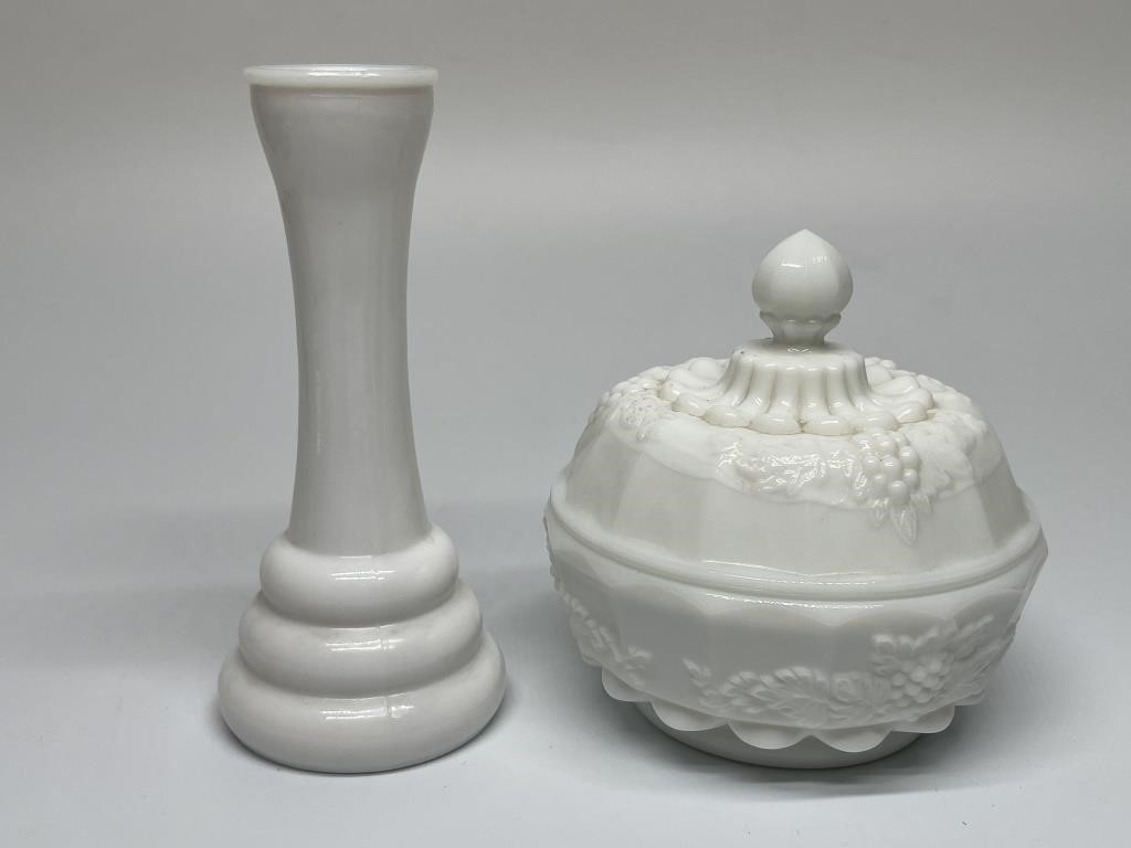 Vintage White Milk Glass Domed Butter / Cheese +