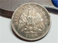 OF) 1880 Mexico silver 10 centavos