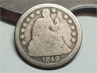 OF) 1849 seated liberty silver dime