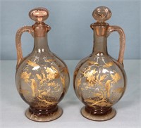 Victorian Aesthetic Period Enameled Glass Cruets