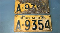 Set of 1935 licence plates