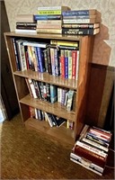 Pressed wood bookcase and contents + flat