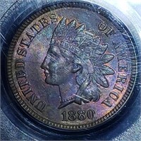 1880 Indian Head Cent MS64BN PCGS + CAC Toner!