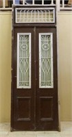 Iron Grill Inset Transom Double Door.