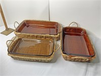 Pyrex & anchor bakeware with serving Baskets