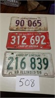 LICENSE PLATES 1956, 57, & 58