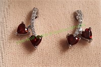 Sterling Silver Cherry Hearts Earrings