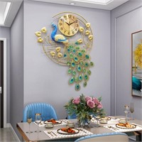 36.6" Luxury Peacock Large Wall Clock 3D Metal Liv