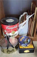 Tins, picture frames