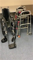 2 walkers and wheelchair