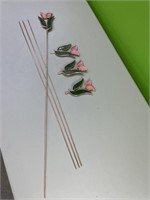4 stained glass tulips with 2 ft copper post