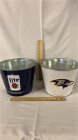 Ravens/Miller Lite metal buckets