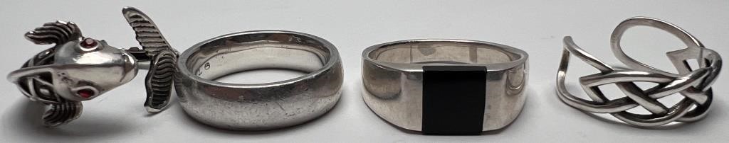 (4) x STERLING SILVER RINGS