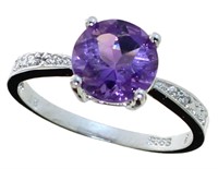 Round 2.00 ct Natural Amethyst & Diamond Ring