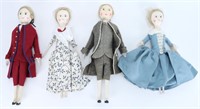 4 18th C. Style Wooden Dolls