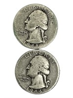 Set of 2 Washington Quarters Silver