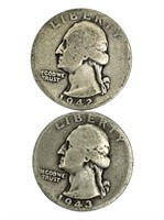 Set of 2 Washington Quarters Silver