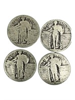 Set of 4 Standing Liberty Silver quarters