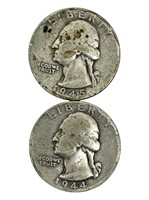 Set of 2 Washington Quarters Silver