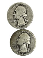 Set of 2 Washington Quarters Silver