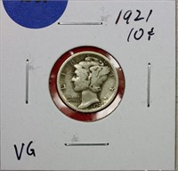 1921 Mercury Dime VG