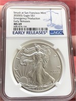 2020-S 1oz 999 fine silver American Eagle MS 69