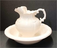Pearl White Bowl and Pitcher Set